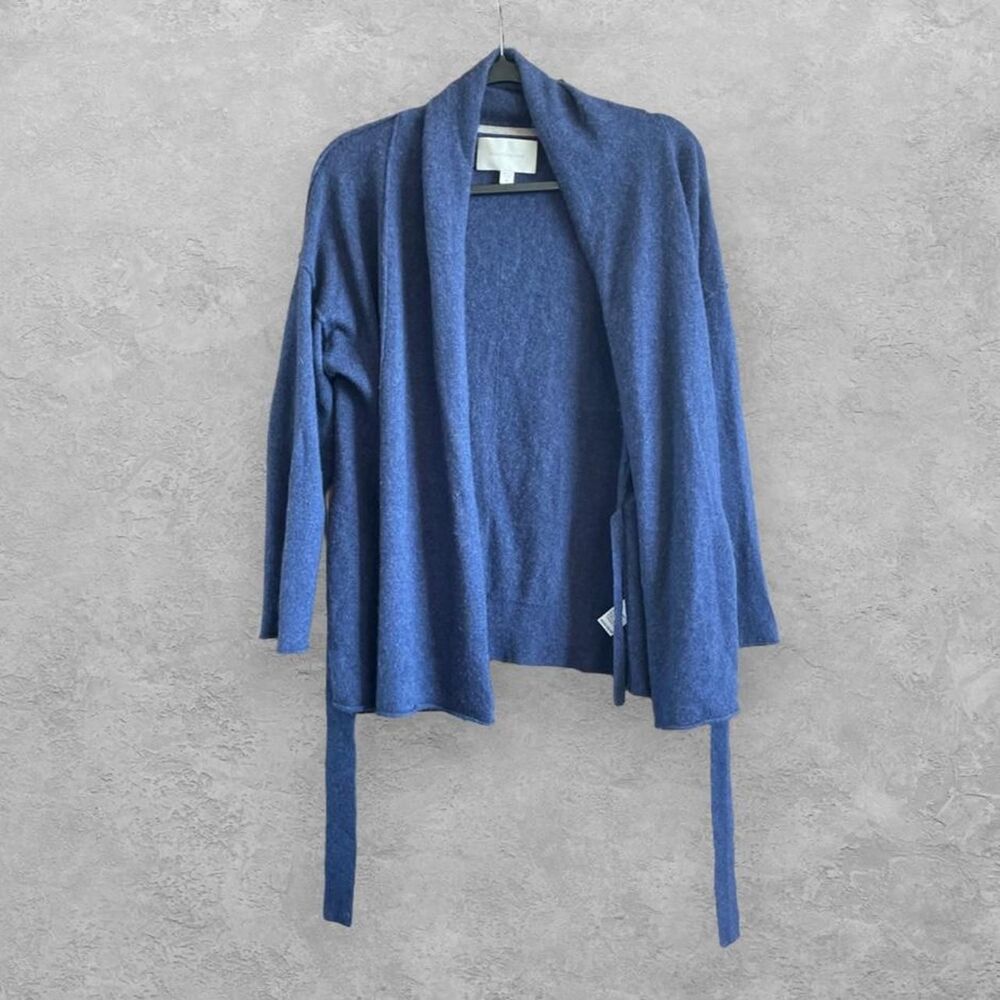 Brochu Walker 100% Cashmere Open Front Cardigan M Navy Quiet Luxury